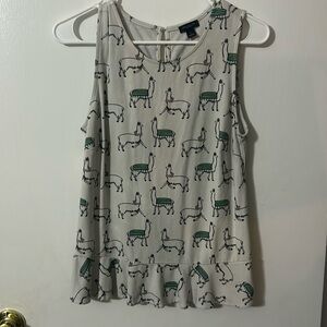 Ann Taylor size small gray tank top with llamas